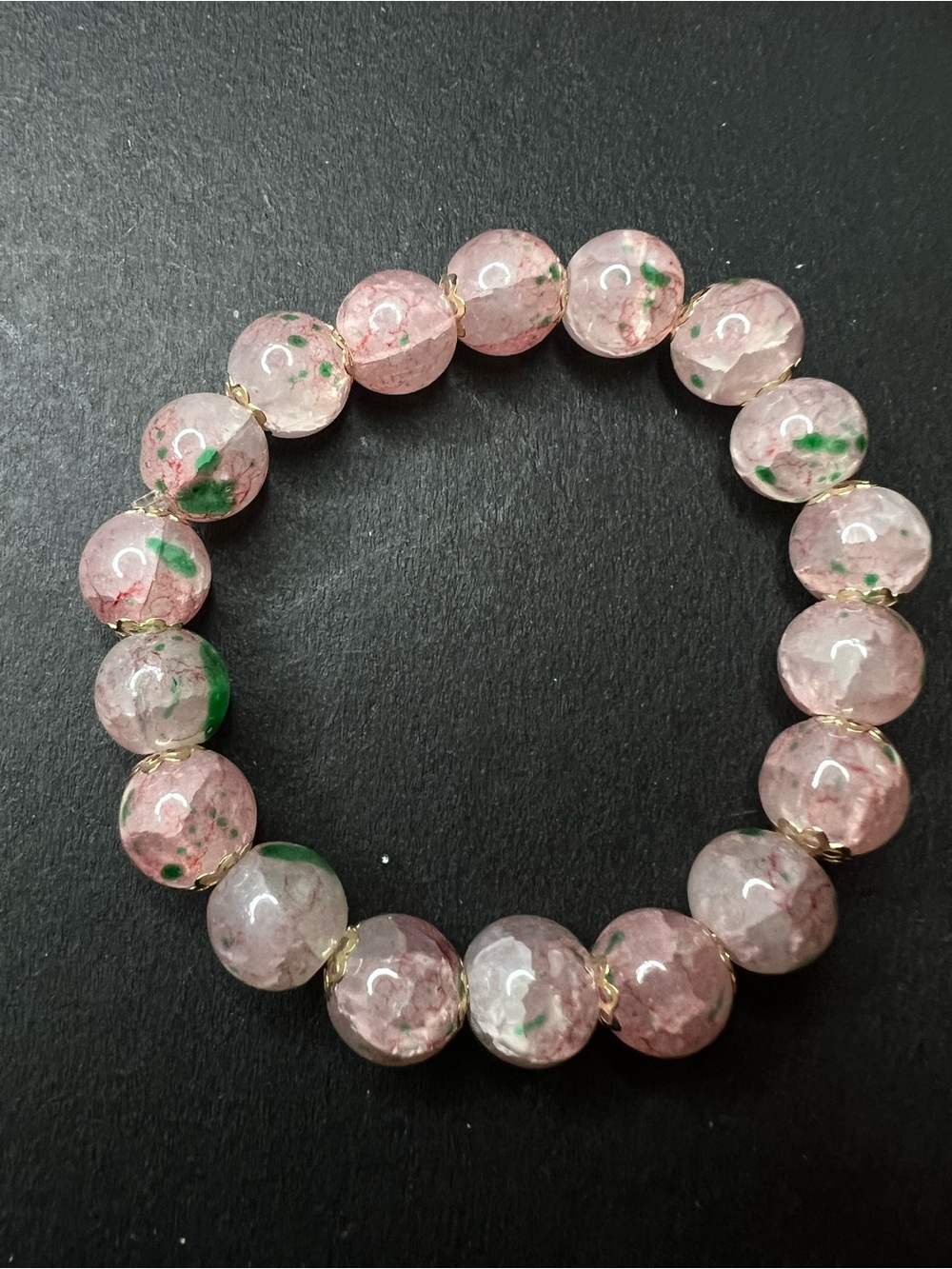 Pink and Green Beaded Stretch Bracelet NWOT